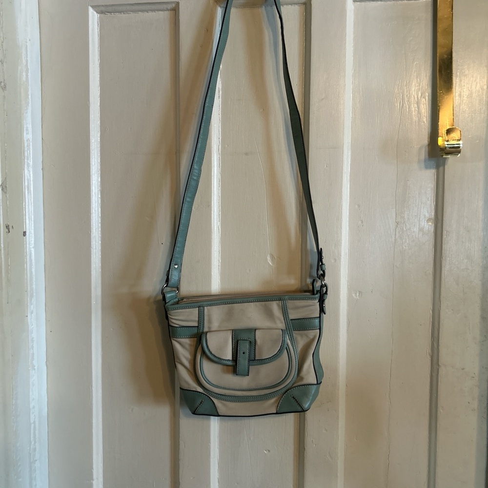 Etienne Aigner Cream and Gray Crossbody Bag